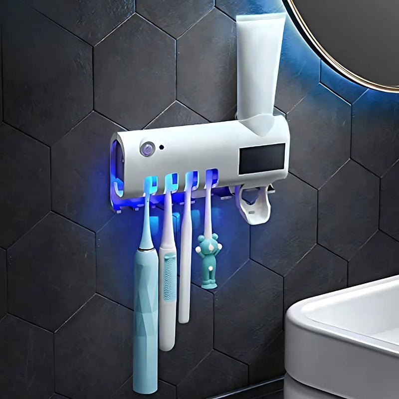 CleanBeam Suporte UV Esterilizador Automático para Escova de Dentes - Proteção e Higiene no Seu Banheiro