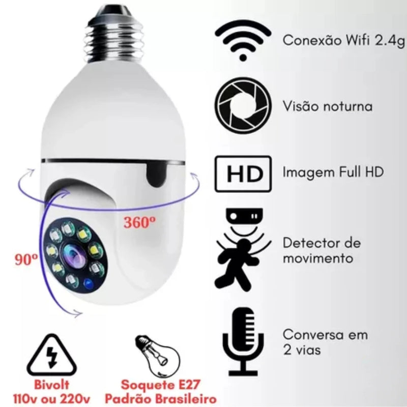 LumiGuard Pro Câmera Lâmpada Smart Wi-Fi Full Hd Visão Noturna - Interna